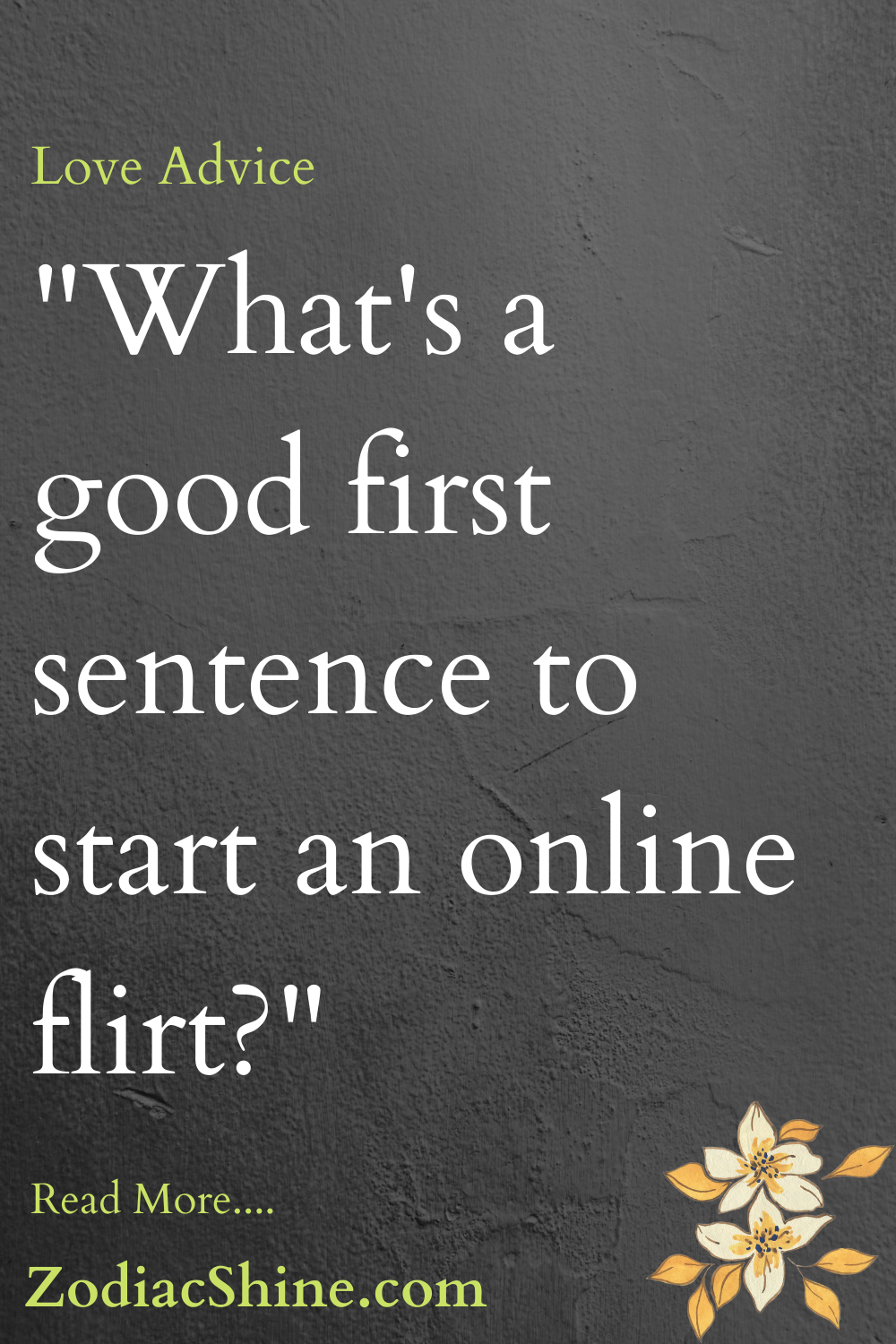 "What's a good first sentence to start an online flirt?"
