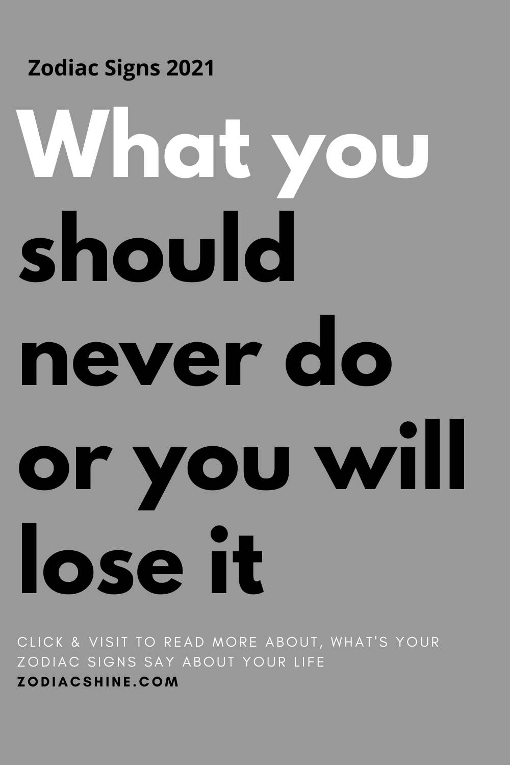 What you should never do or you will lose it